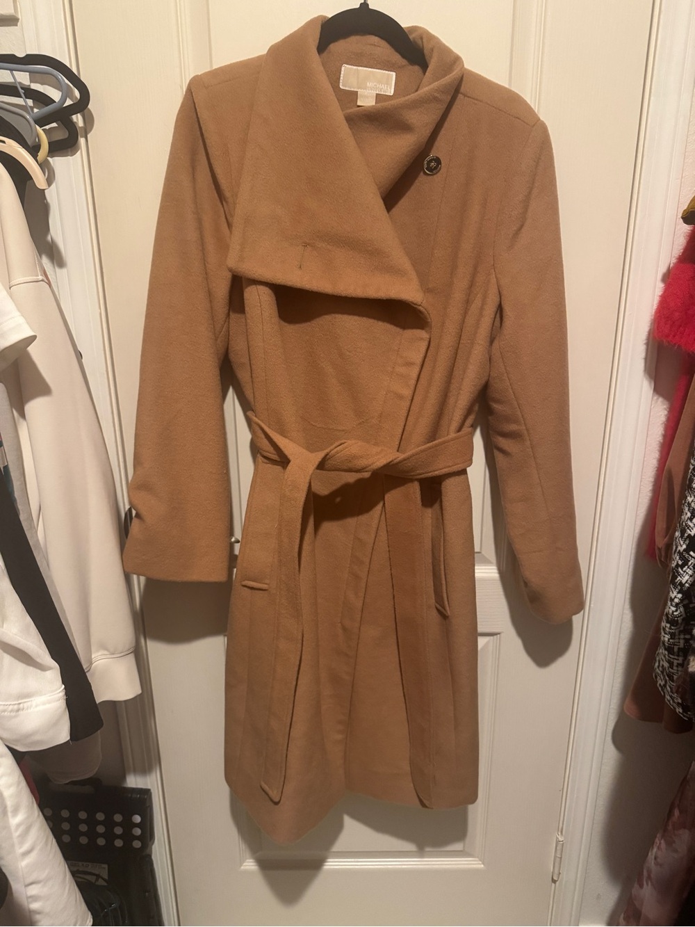 MICHAEL Michael Kors Camel Wrap Belted Trench Coat